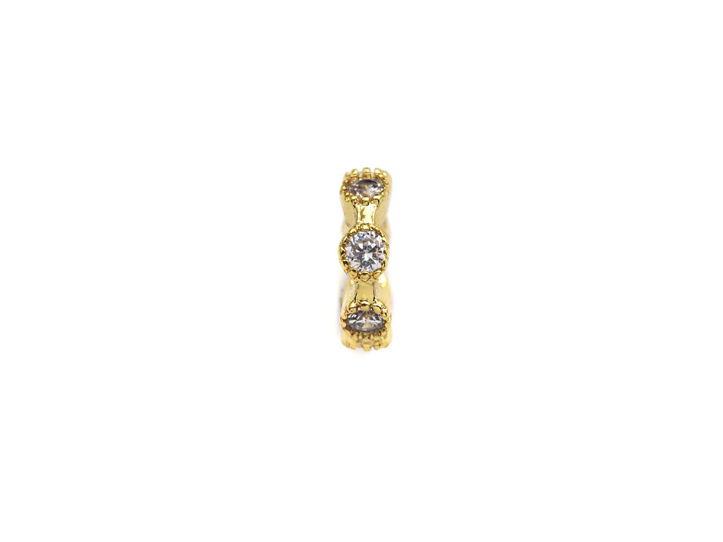 CZ Big Hole Round Ring Flower Micro Pave Beads, Gold/Rose Gold/Silver Cubic Zirconia Spacer Beads, DIY Jewelry, 3x9mm, sku#Z1042