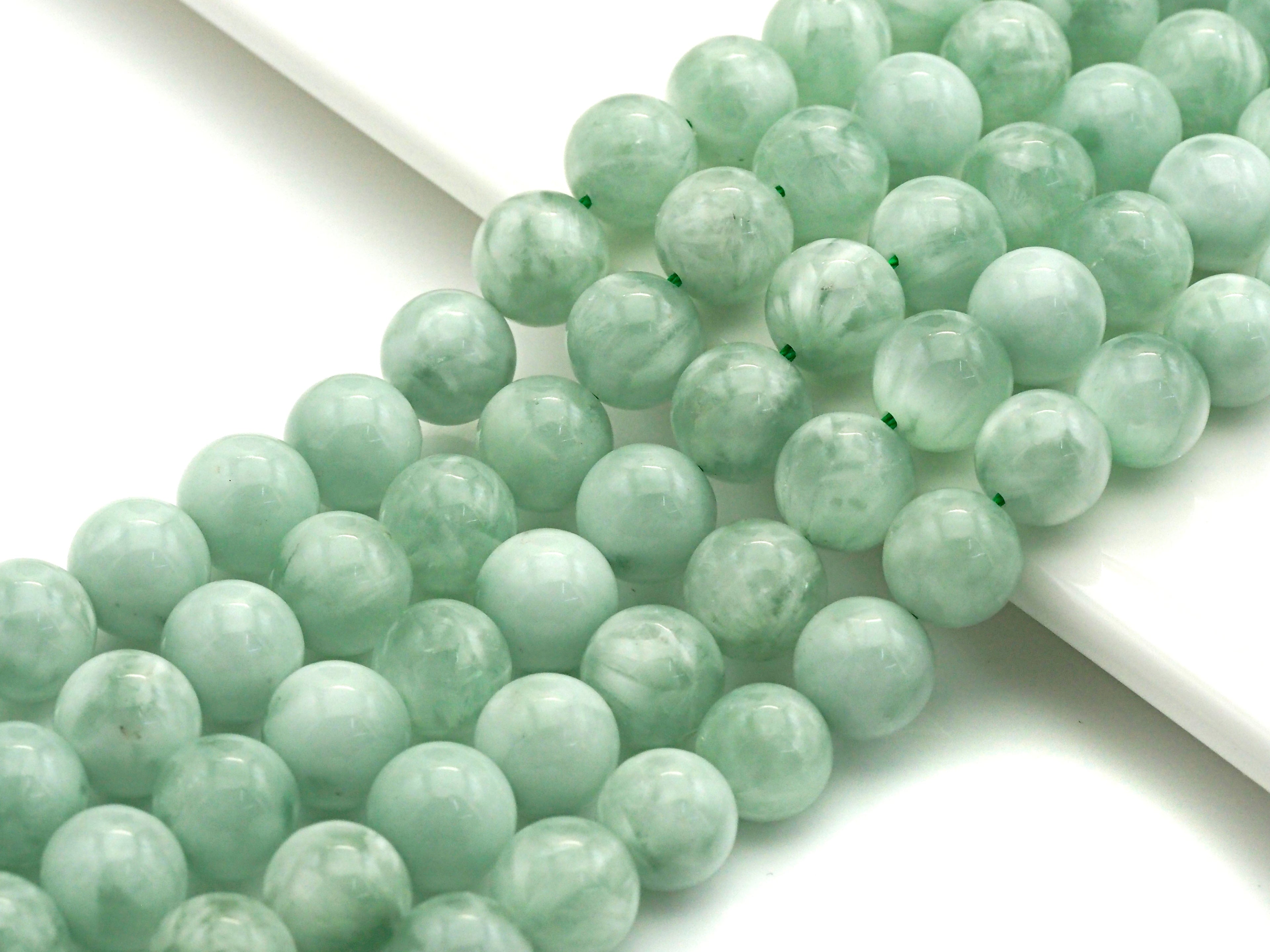 Natural Green Angelite Beads, 6mm/8mm/10mm/12mm Round Smooth Gemstone Beads, Green Angelite, 15.5"Full Strand, sku#U617