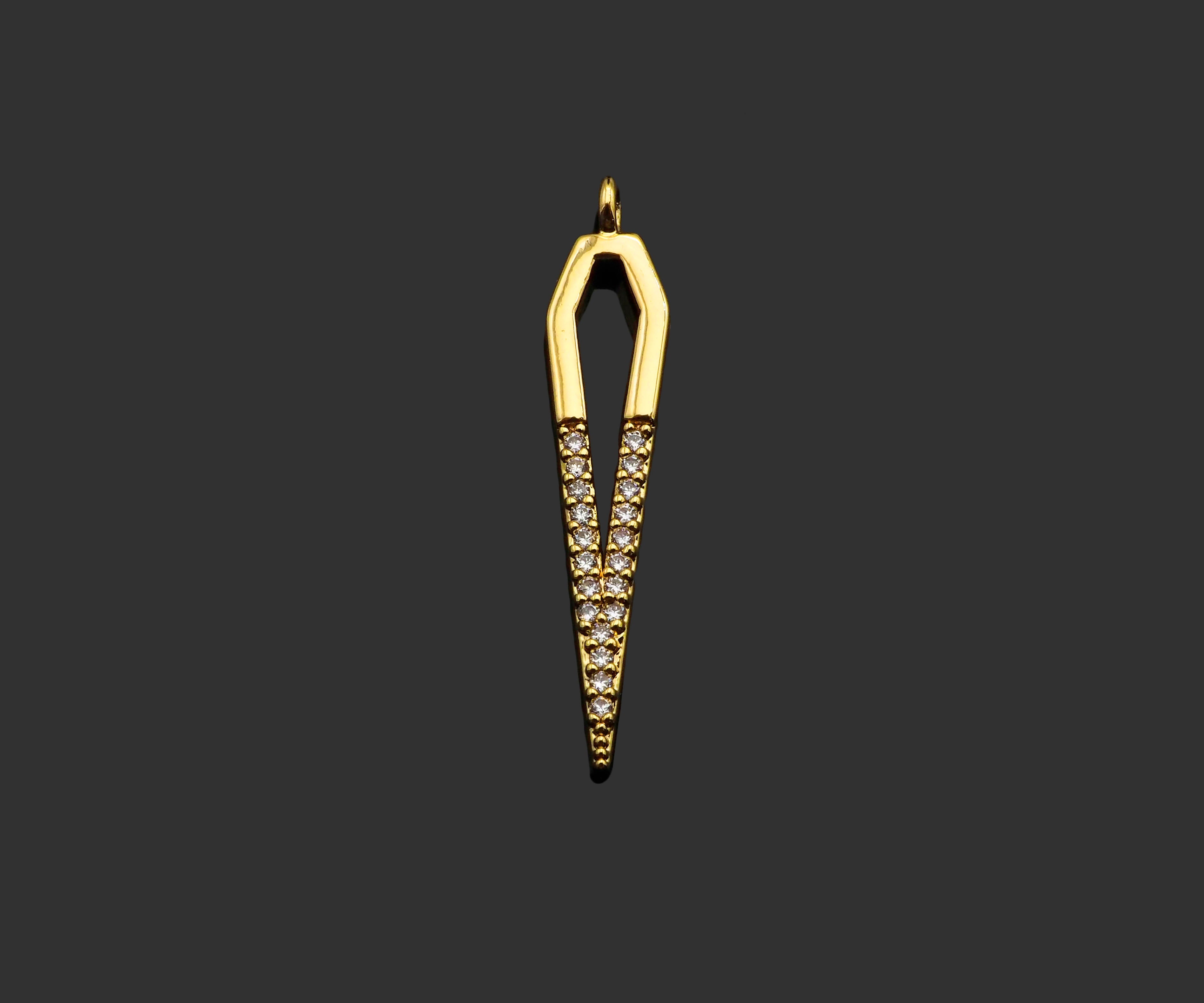 Gold Filled CZ Micro Pave Teardrop Shape Pendant, 14K Gold Filled Charm, Necklace Bracelet Charm Pendant,6x27mm,Sku#CP25