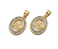 Dual Color CZ Micro Pave Oval Charms, 13x18mm, Sku#F1279C