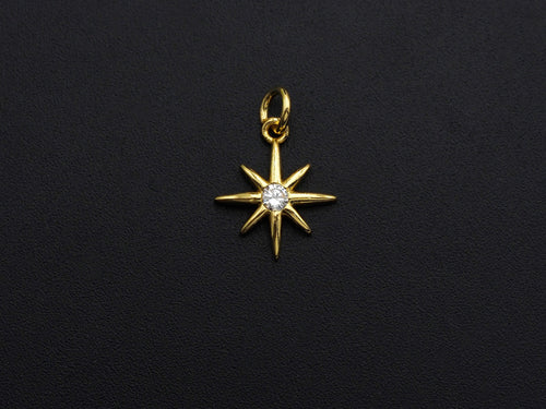 Clear CZ Micro Pave North Star Shaped Pendant/Charm, Star Cubic Zirconia Pendant Charm, 13x15mm,sku#Z805