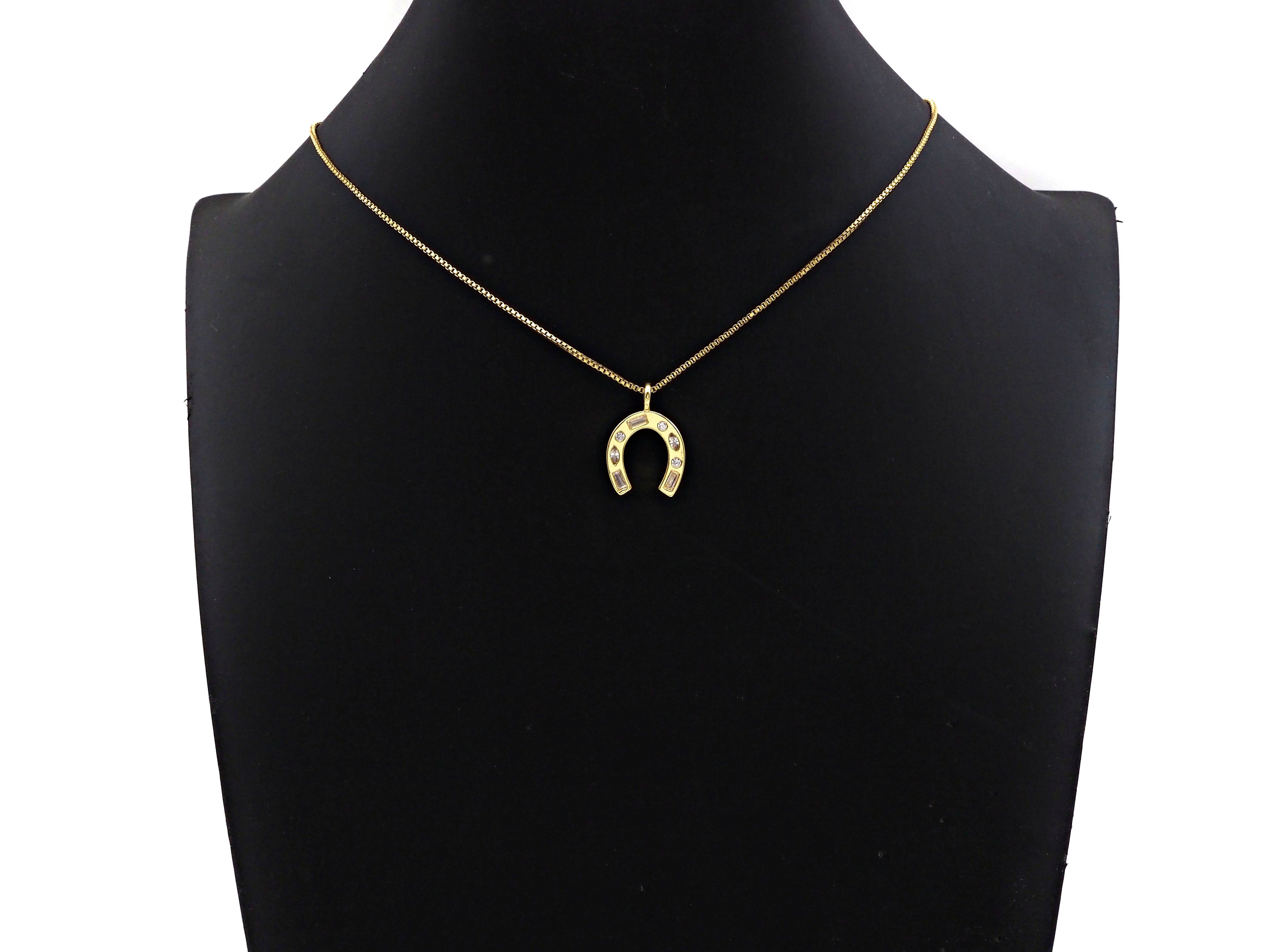 CZ Micro Pave Wishbone Shape Pendant, Cubic Zirconia Horseshoe Shape Charm, sku#L367