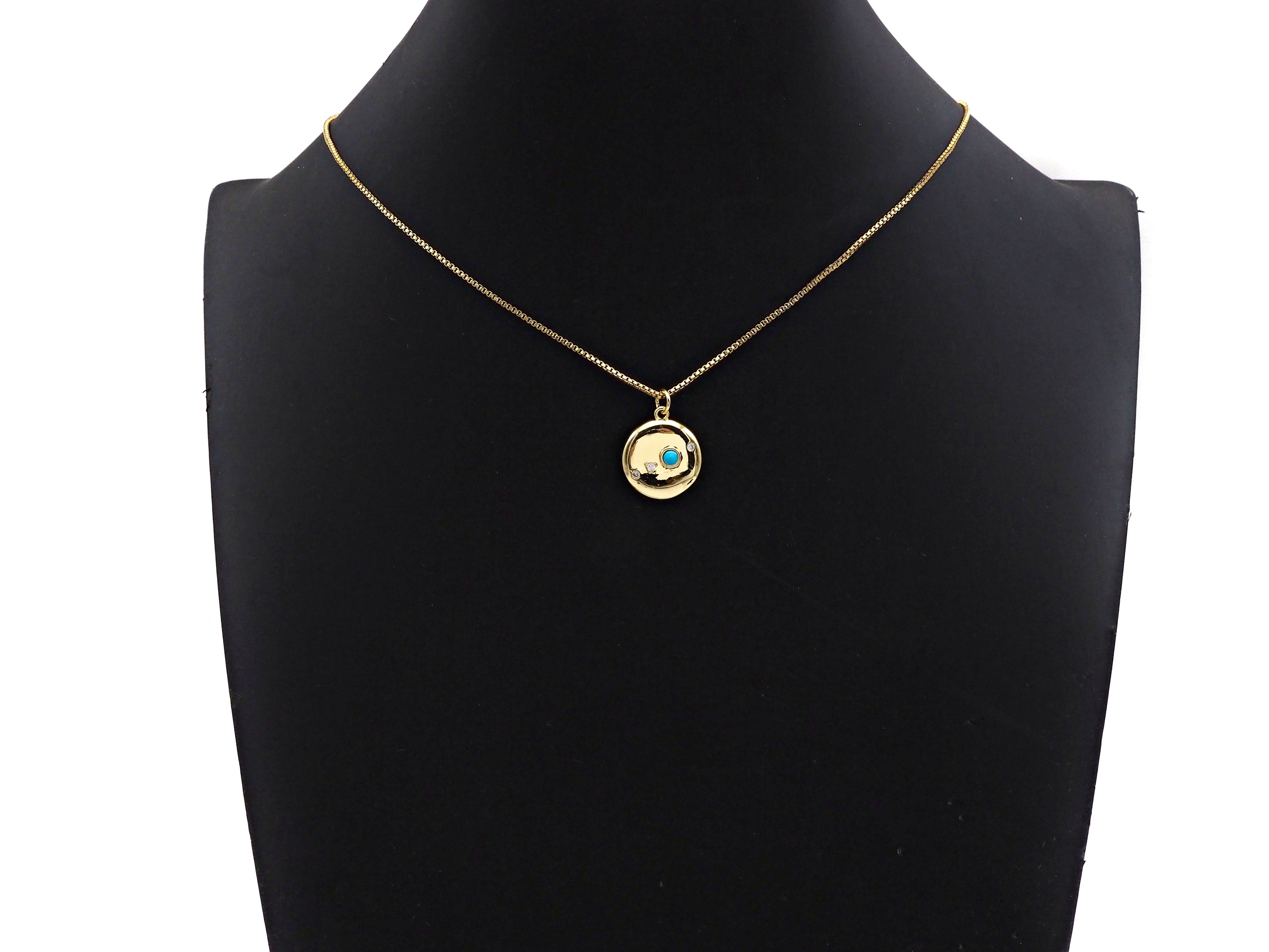 Red Turquoise Stone Coin Pendant/Charm, Sku#L408