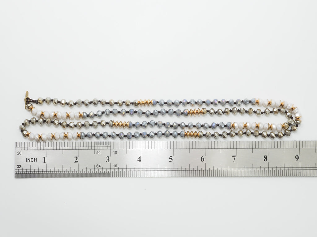 36 Long Hand Knotted Multi Color Crystal Necklace, sku #D30C