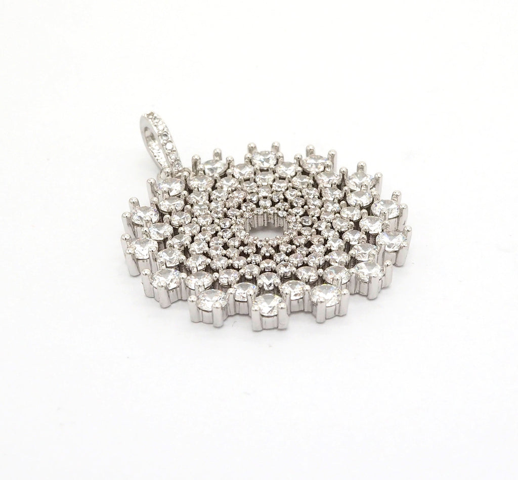 40mm Large CZ Micro Pave Shiny Radial Flower Pendant/Charm, Cubic Zirconia Paved Charm, Filigree Necklace Bracelet Charm Pendant,sku#F506