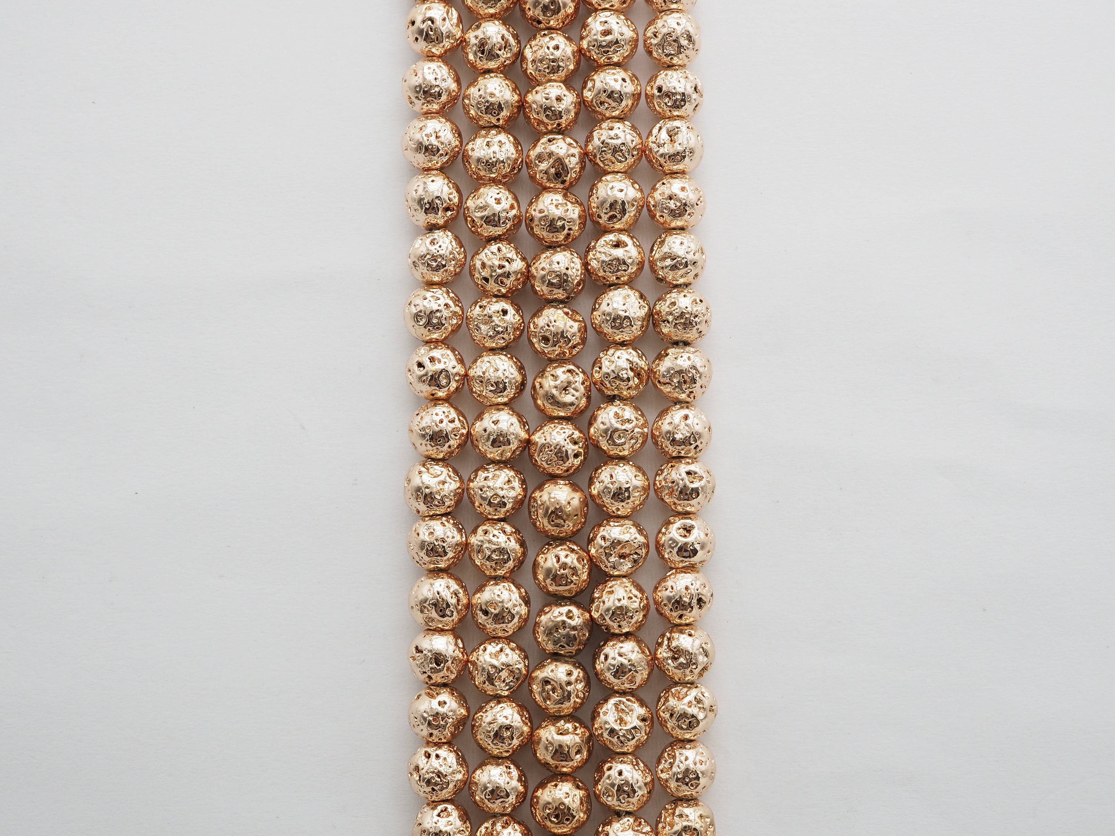 Wholesale Rose Gold Plated Lava Round Beads, 4mm/6mm/8mm/10mm/12mm Rose Gold Gemstone Beads,15.5" Full Strand,SKU#S111