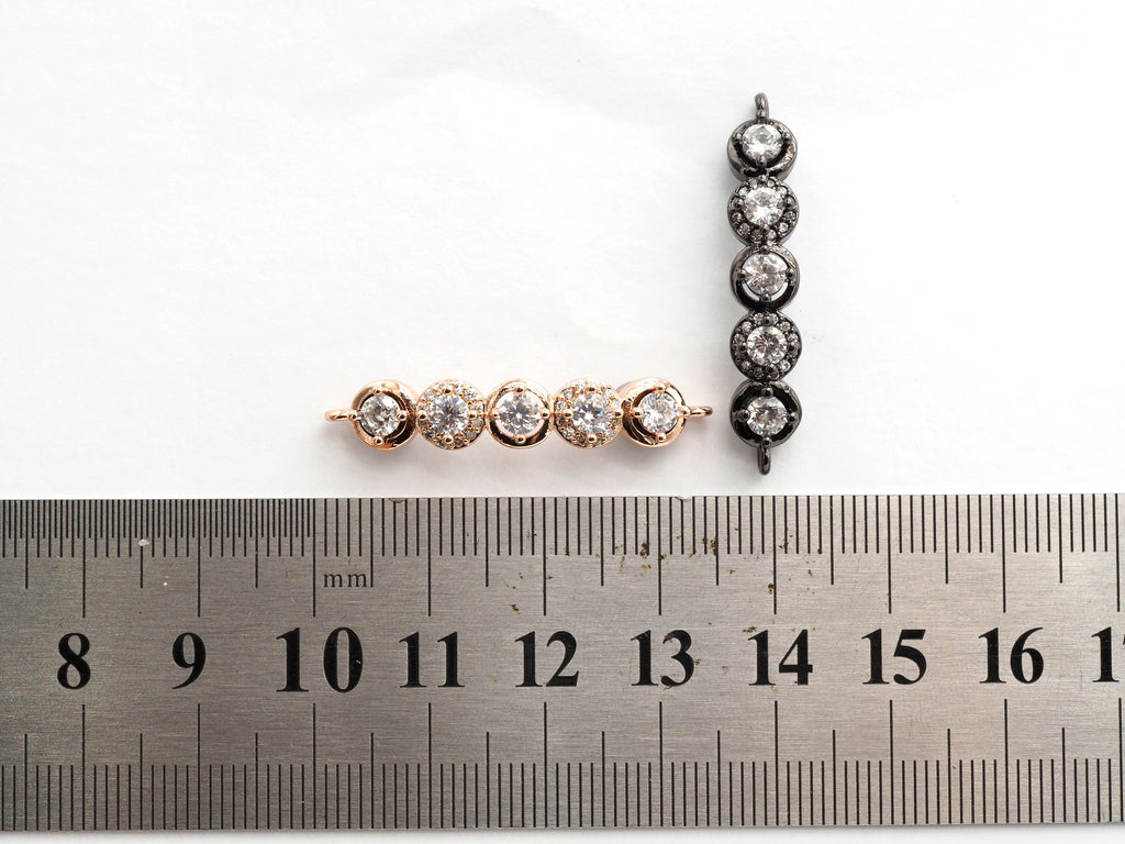 CZ Micro Pave Curved Connector with Large CZs,Silver/Gold/Rose Gold/Gunmetal Spacer Connector/Link Connector, 6x33mm,sku#E407C