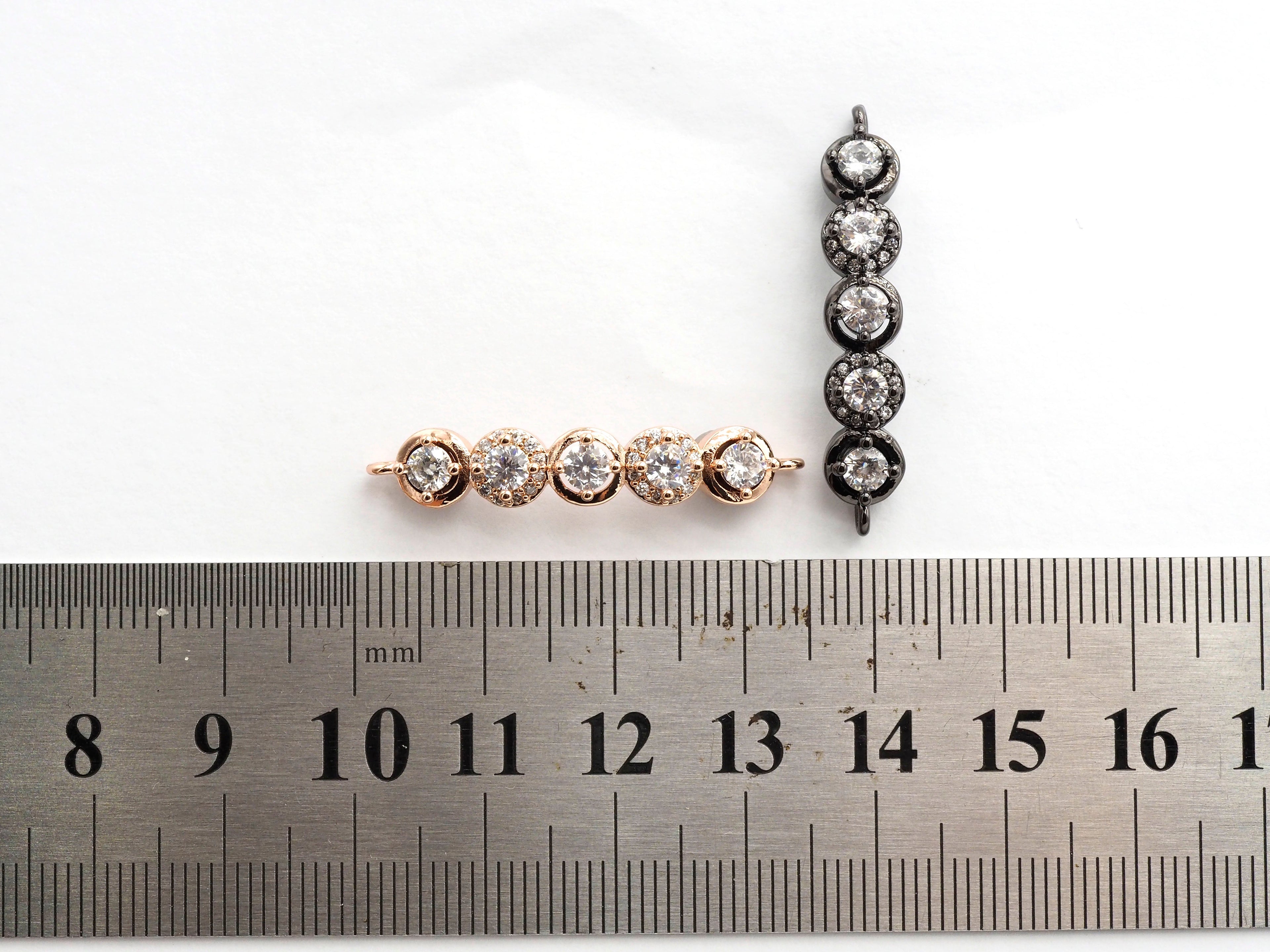 CZ Micro Pave Curved Connector with Large CZs,Silver/Gold/Rose Gold/Gunmetal Spacer Connector/Link Connector, 6x33mm,sku#E407C