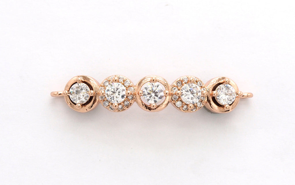 CZ Micro Pave Curved Connector with Large CZs,Silver/Gold/Rose Gold/Gunmetal Spacer Connector/Link Connector, 6x33mm,sku#E407C