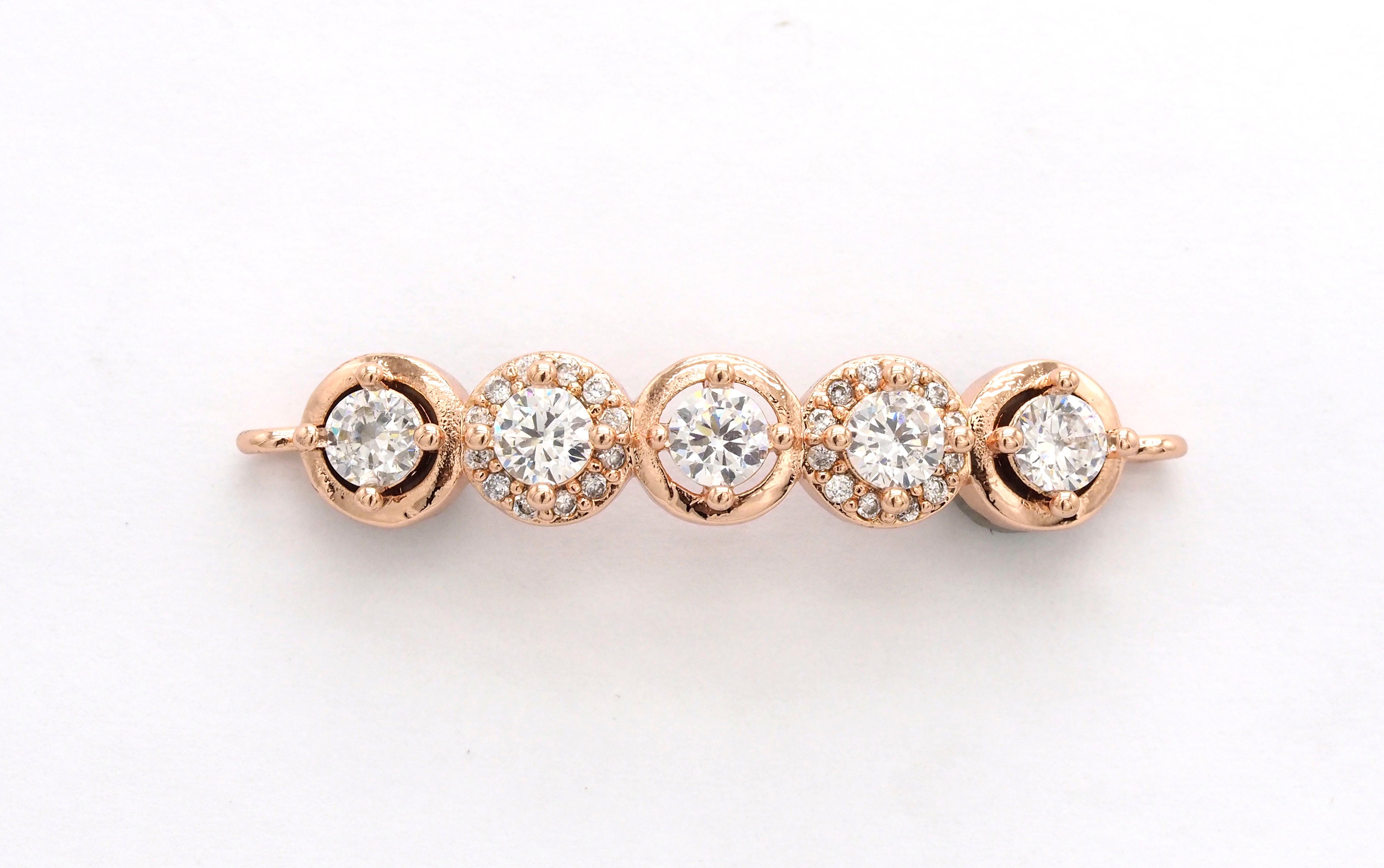 CZ Micro Pave Curved Connector with Large CZs,Silver/Gold/Rose Gold/Gunmetal Spacer Connector/Link Connector, 6x33mm,sku#E407C