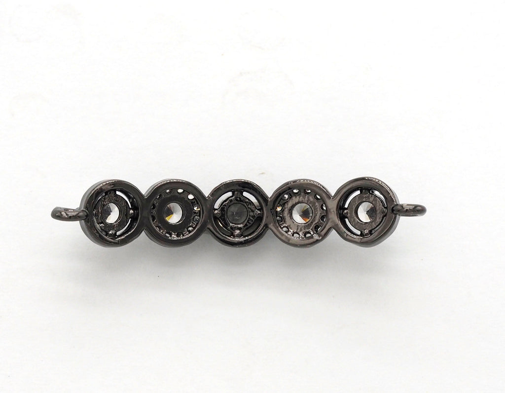 CZ Micro Pave Curved Connector with Large CZs,Silver/Gold/Rose Gold/Gunmetal Spacer Connector/Link Connector, 6x33mm,sku#E407C