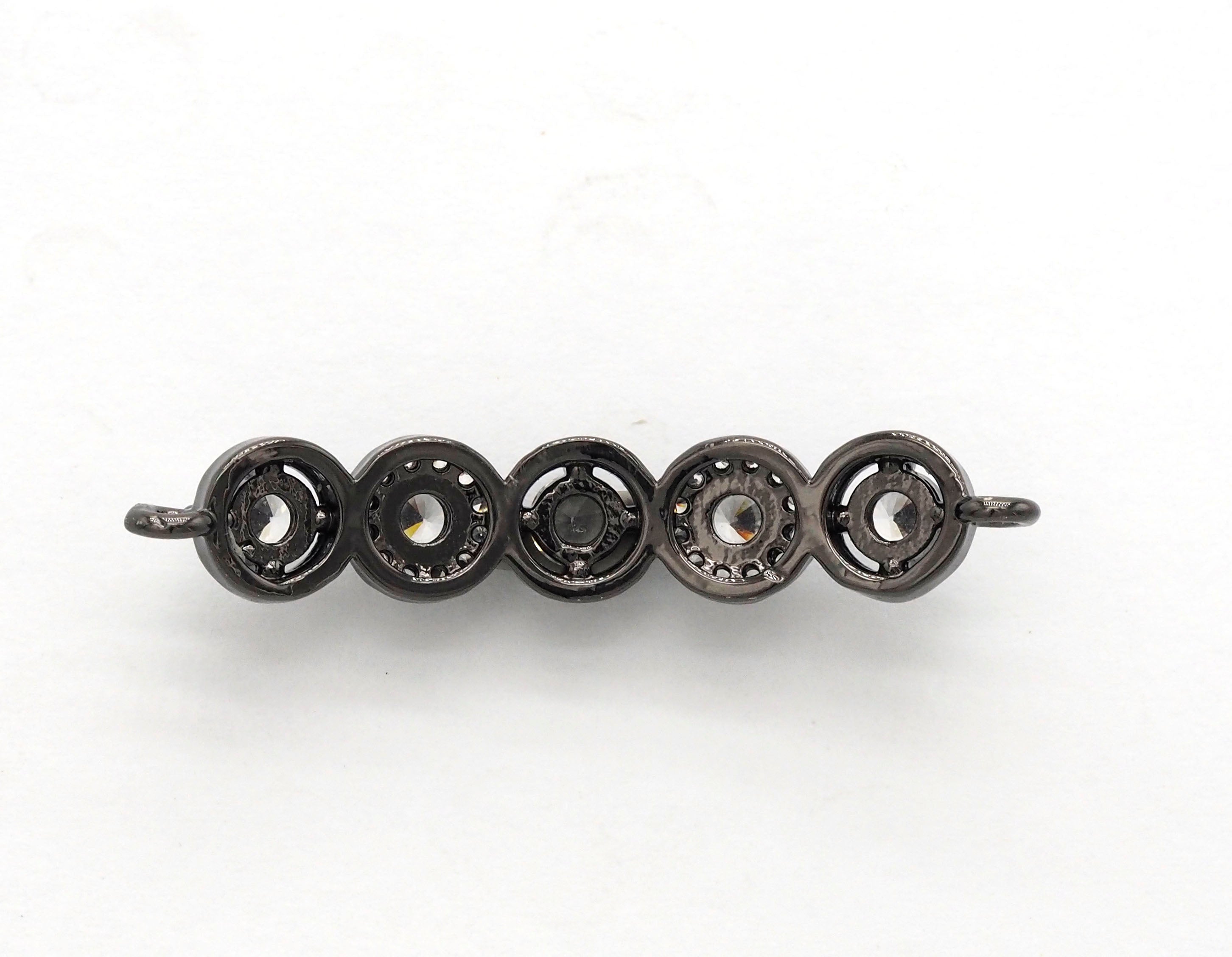 CZ Micro Pave Curved Connector with Large CZs,Silver/Gold/Rose Gold/Gunmetal Spacer Connector/Link Connector, 6x33mm,sku#E407C