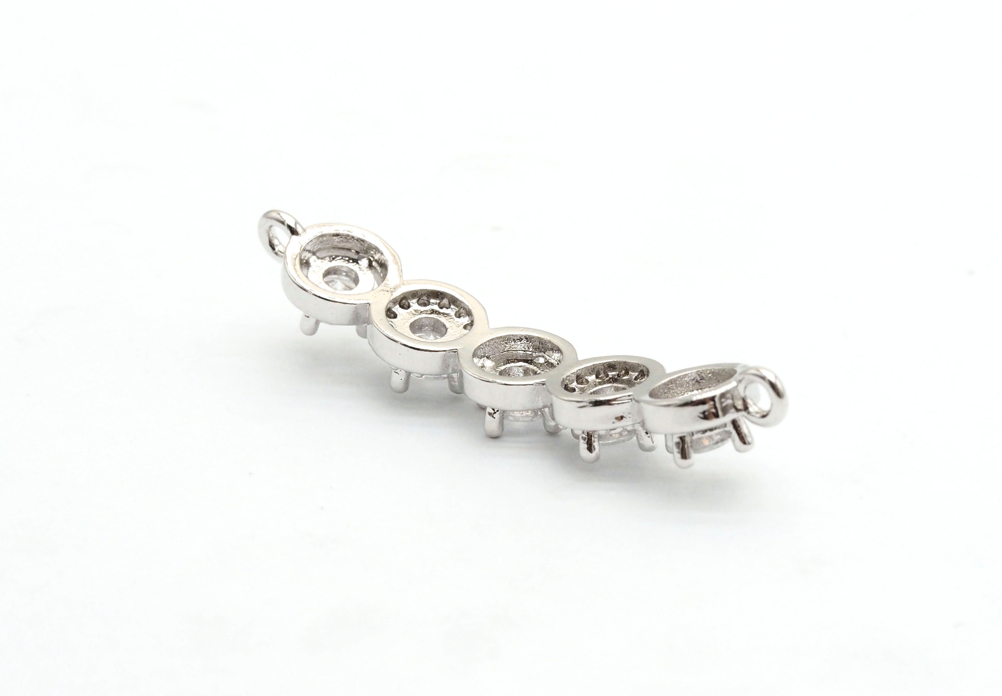 CZ Micro Pave Curved Connector with Large CZs,Silver/Gold/Rose Gold/Gunmetal Spacer Connector/Link Connector, 6x33mm,sku#E407C