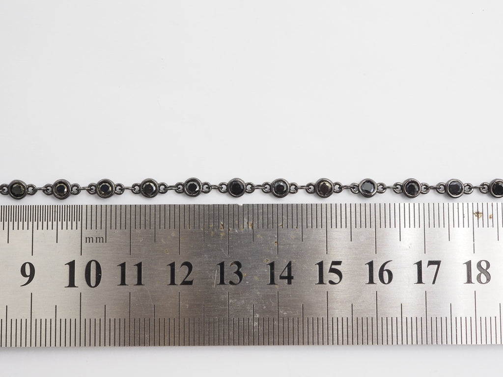 1 Foot/Yard- Black CZ Beaded Chain-4mm Cubic Zirconia Gold Silver Rose Gold Gunmetal Plated Bezel Chain, Bezel Connector Beads, sku#E402