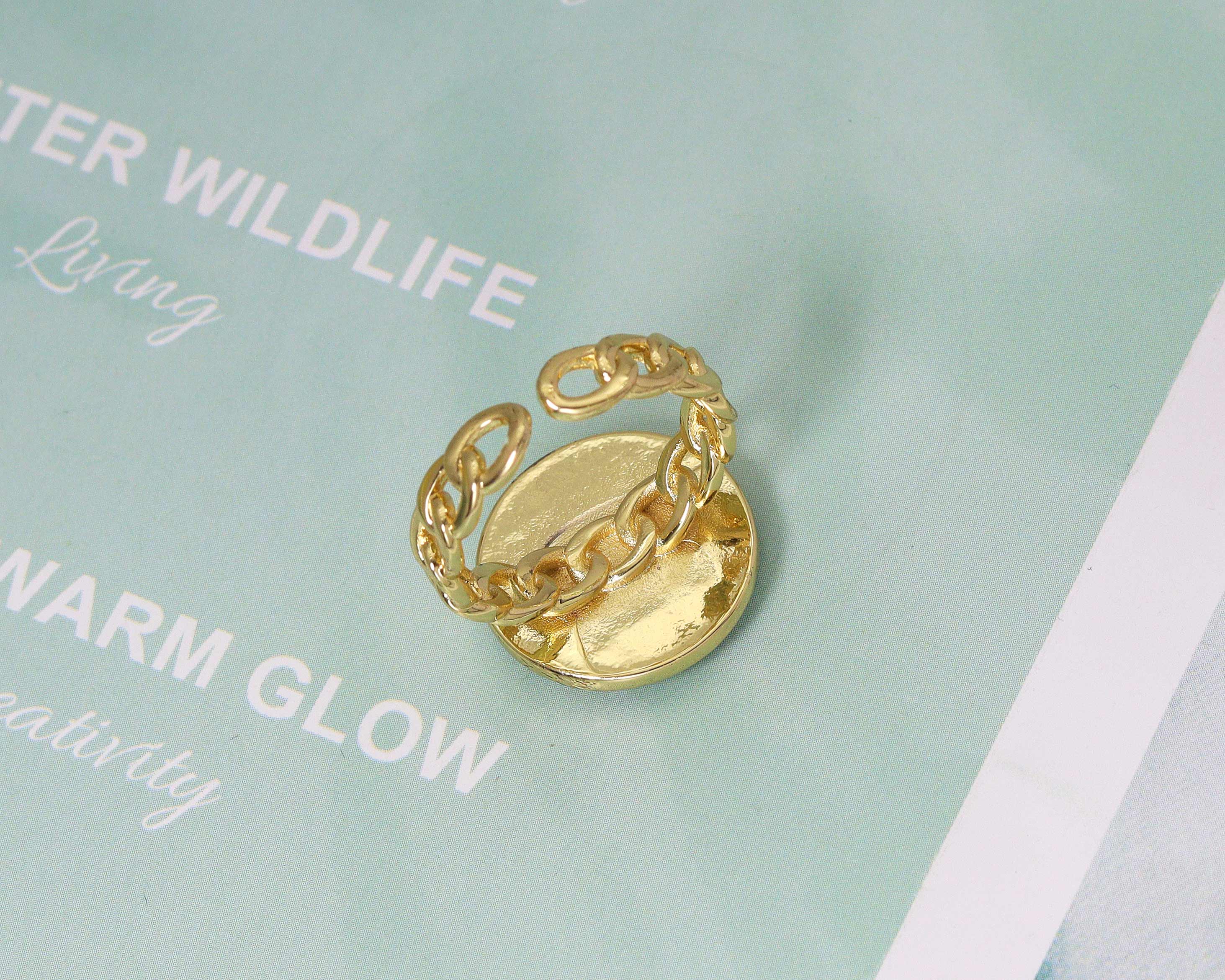 Enamel Lion Head Adjustable Ring, Sku#X297