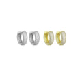 Clear CZ Silver Gold Hoop Earrings, Sku#A478