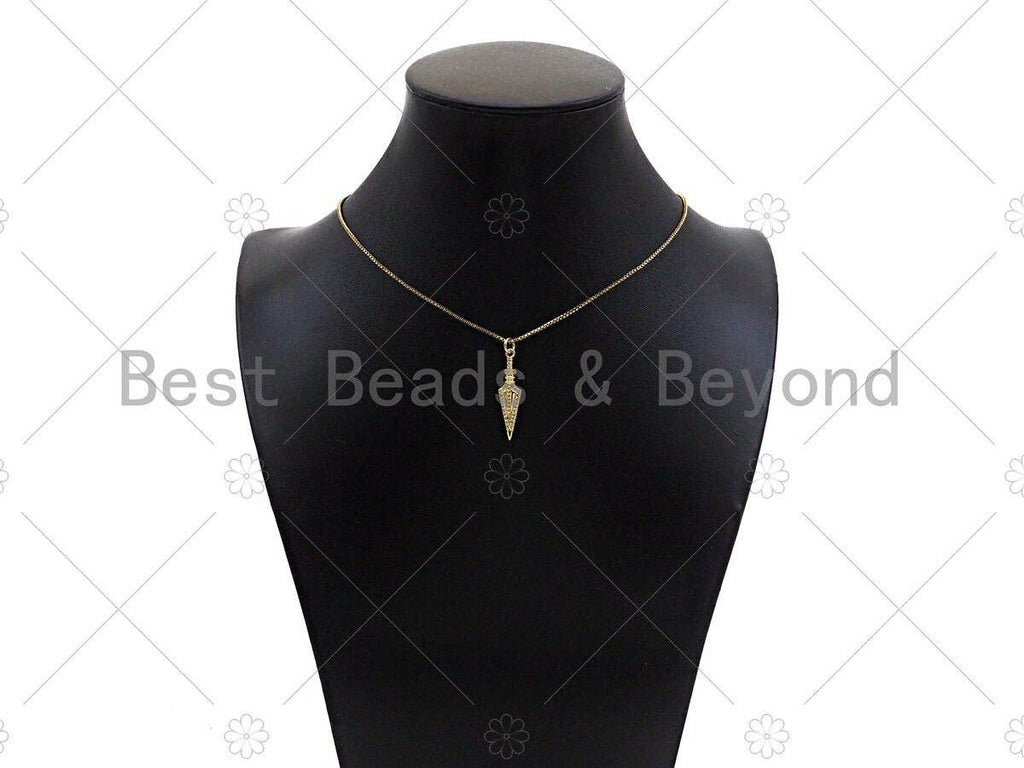 Gold Filled CZ Micro Pave Arrows Shape Pendant, 18K Gold Filled Arrowhead Charm, Necklace Bracelet Charm Pendant, 7x29mm, Sku#Y445