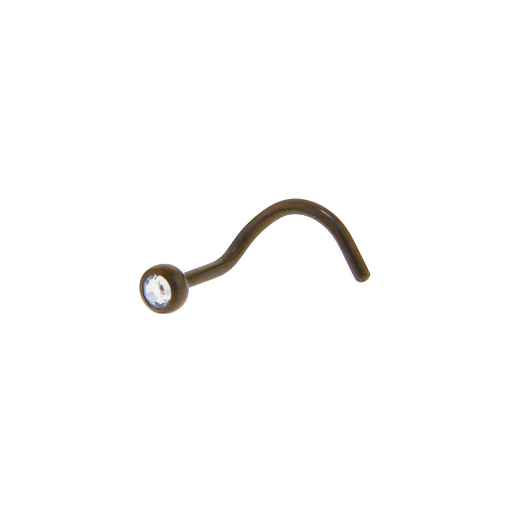 Grade 23 Titanium Bronze Crystalline Gem Nose Ring