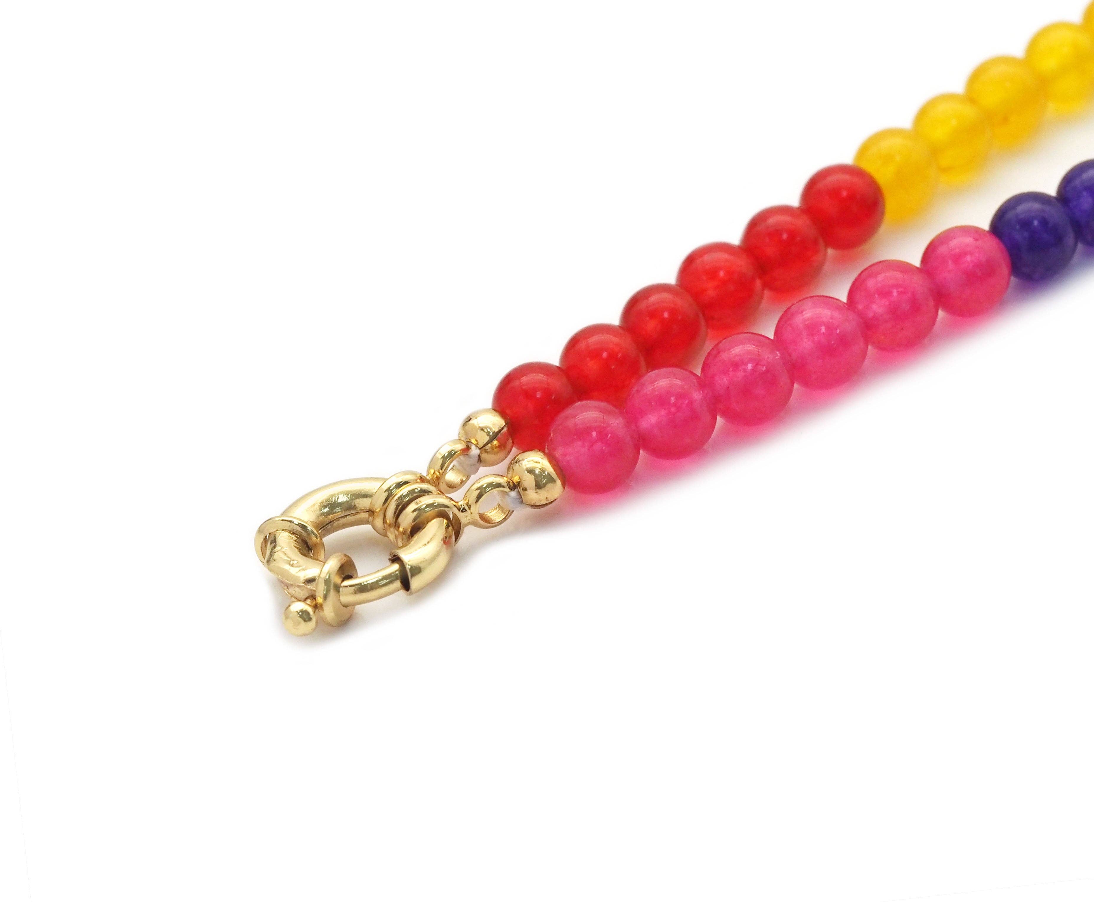 Rainbow Semi-precious Gemstone Necklace,Sku#EF204