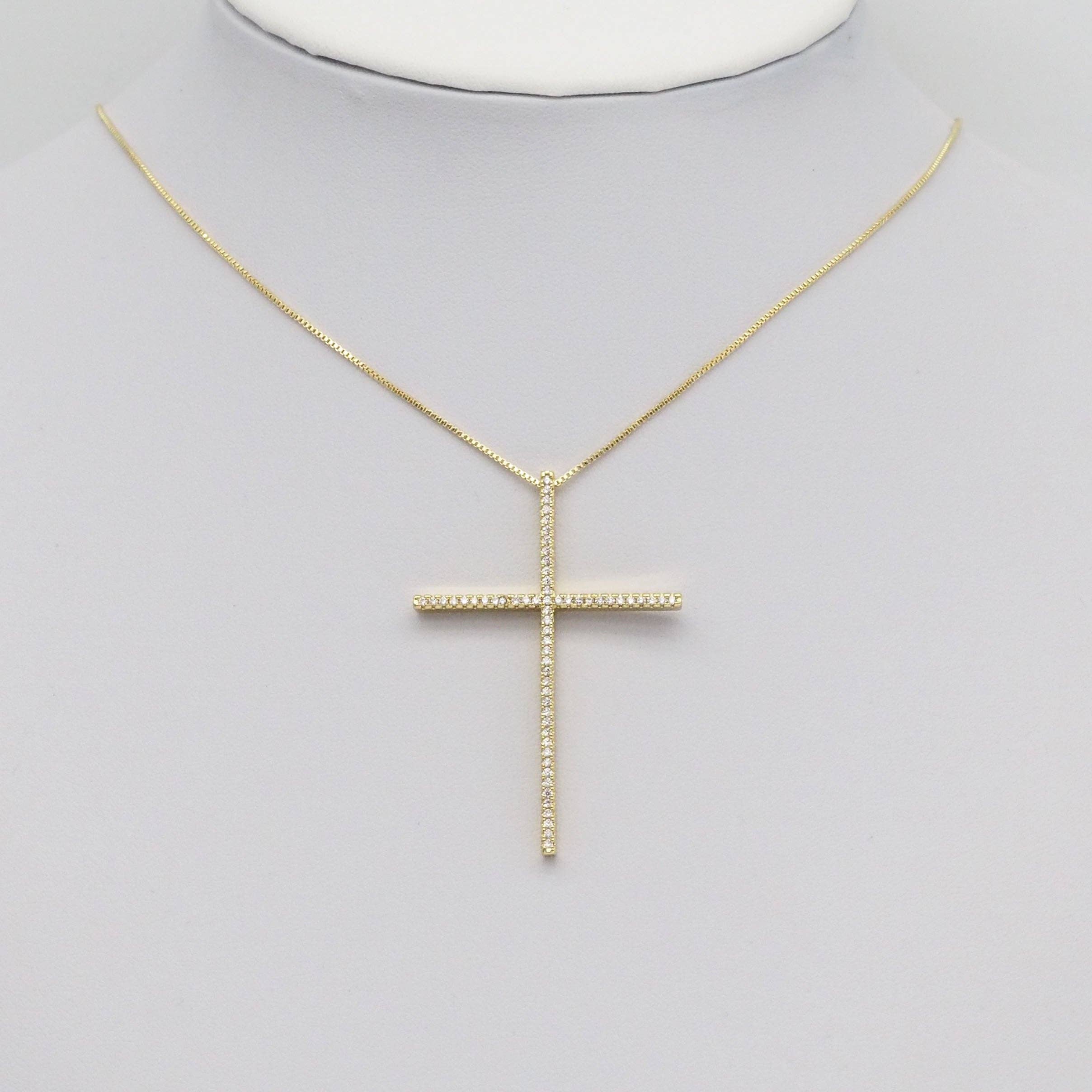 Gold /Silver CZ Big Cross Shape Charm, Sku#LX422