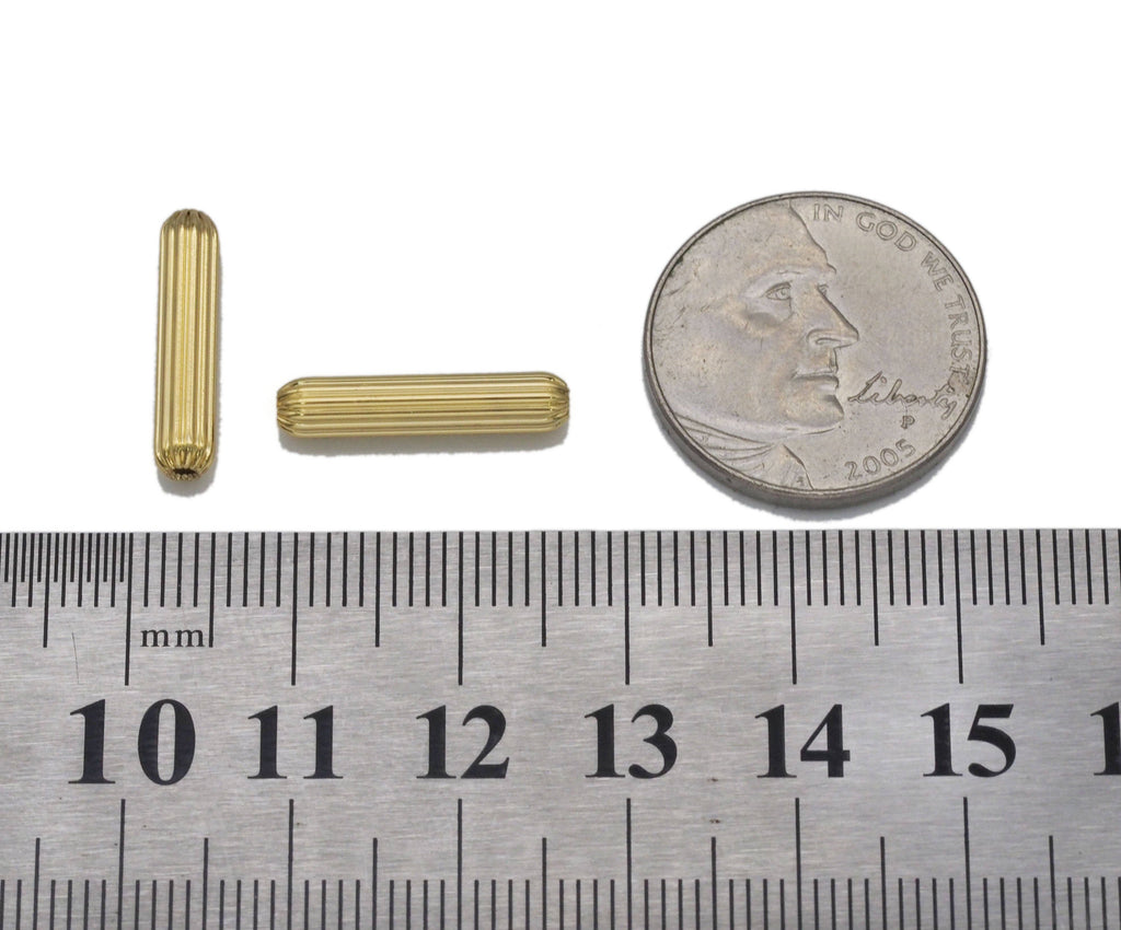 Gold Long Tube Spacer Beads, Sku#Y728