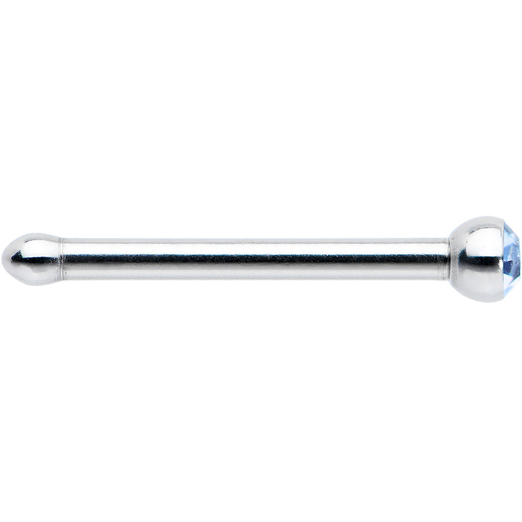 20G Stainless Steel Light Blue Gem Micro Nose Bone