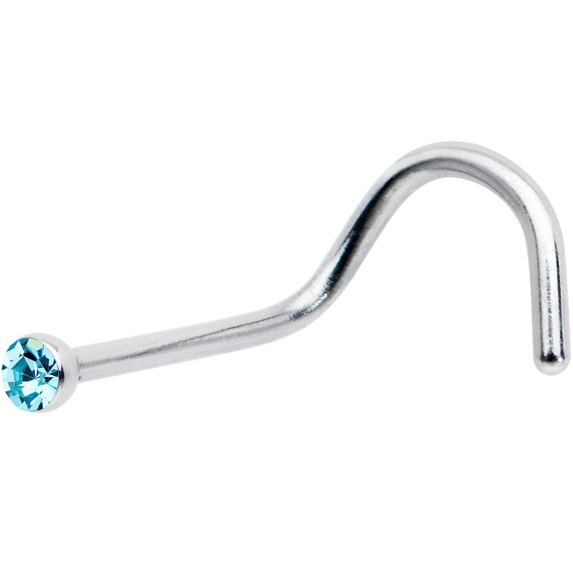 Aqua Gem MICRO Nose Ring Twister