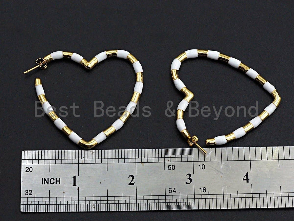 Enamel CZ Heart Hoop Earring,
Sku#J139