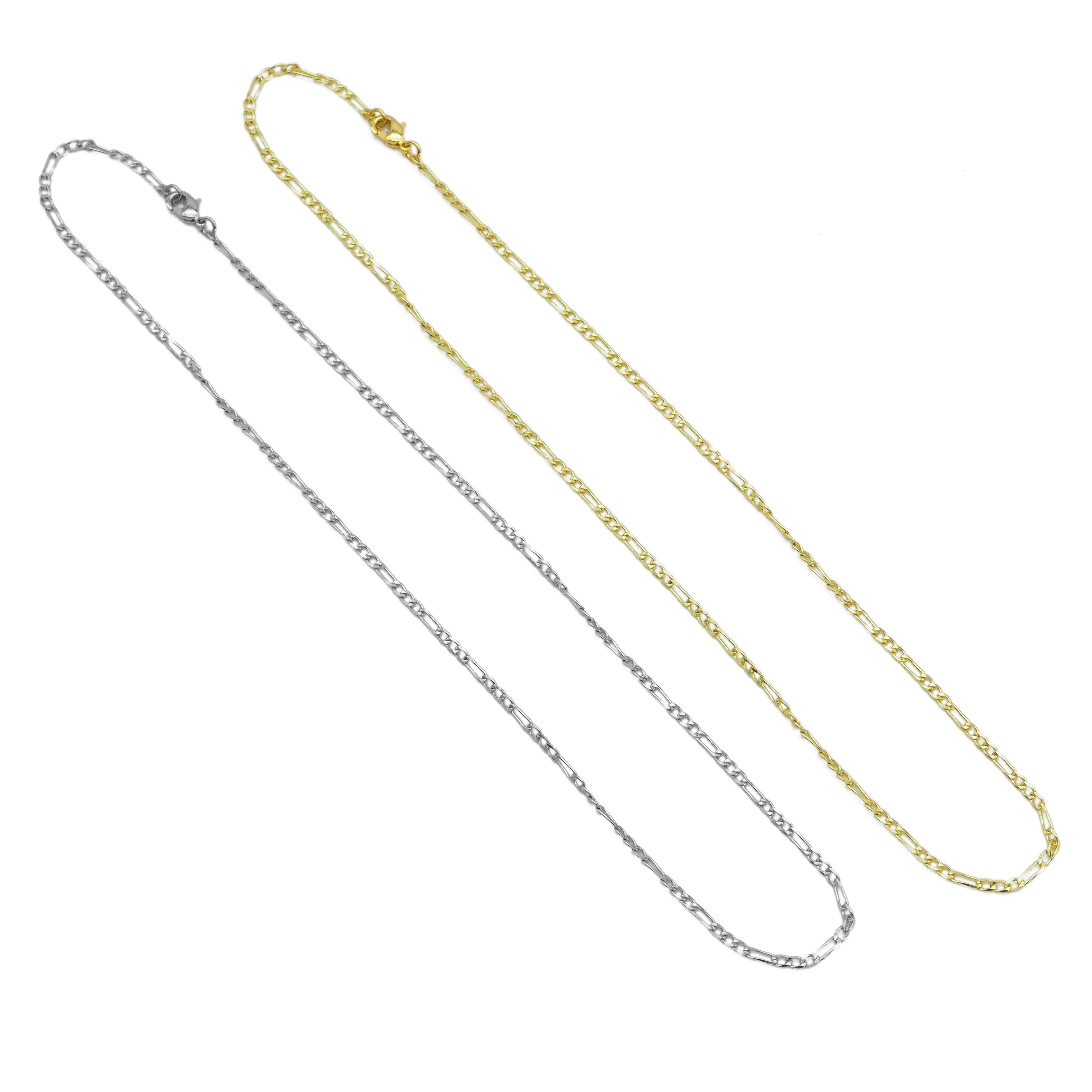 18K Gold Finished Figaro Chain Necklace, 3mm Figaro Chain Necklace, ,sku#JD04/LD593