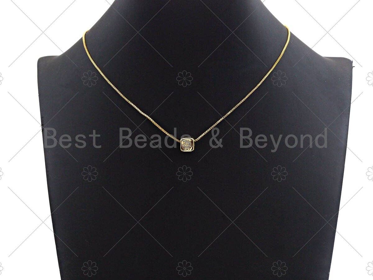 CZ Micro Pave Girl Cube Large Hole Spacer Beads, Cubic Zirconia Cube Girl Spacer Beads, Gold Name Initial Letter Beads, 8.5mm,sku#Z1135
