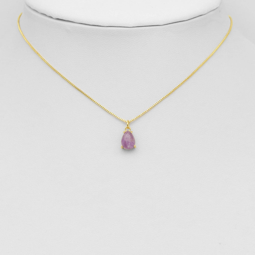 Natural Amethyst Pink Amethyst Teardrop Gemstone Pendant Charm, Sku#Y938
