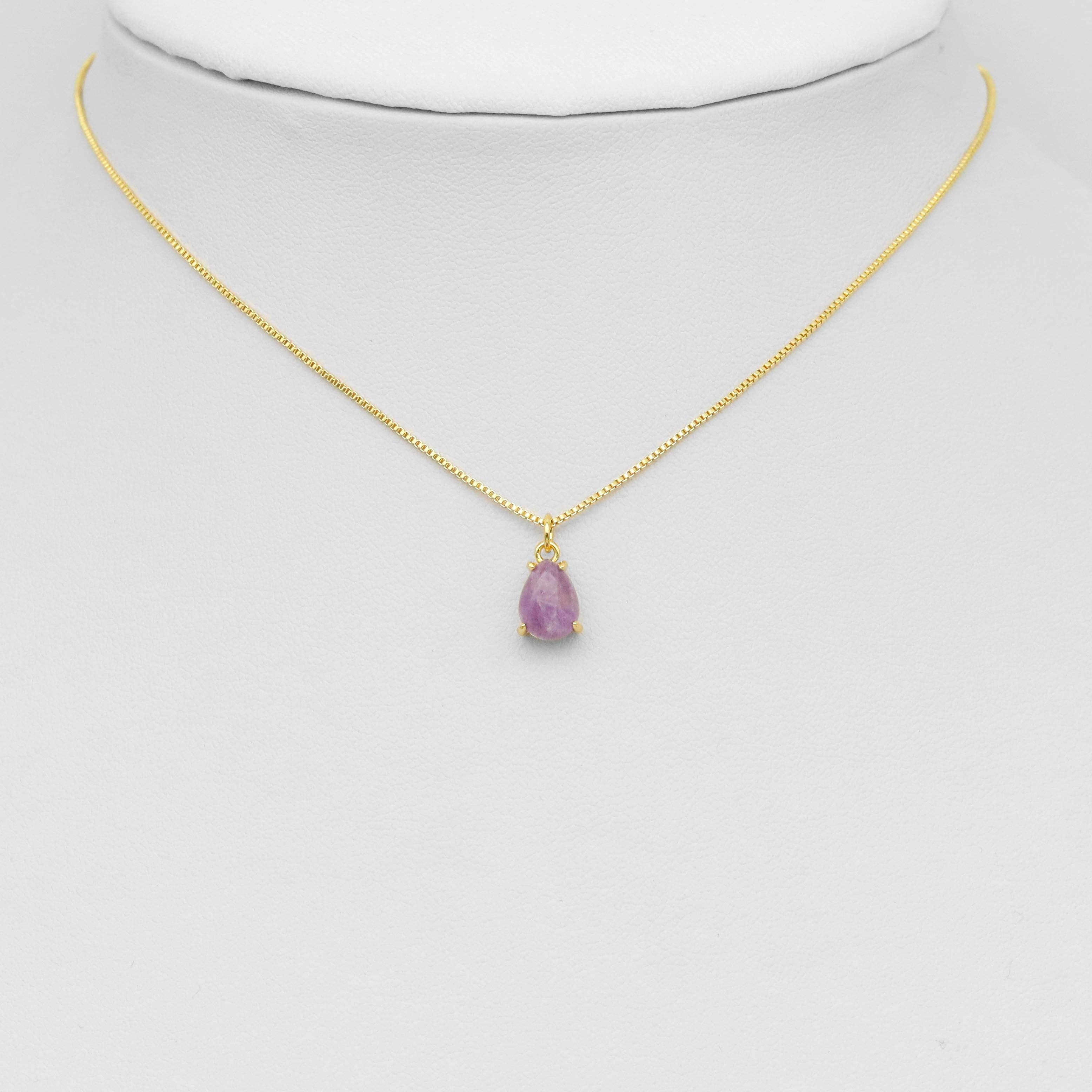 Natural Amethyst Pink Amethyst Teardrop Gemstone Pendant Charm, Sku#Y938