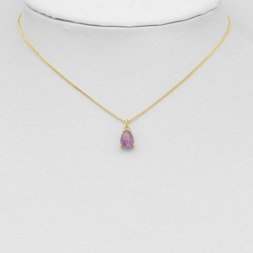 Natural Amethyst Pink Amethyst Teardrop Gemstone Pendant Charm, Sku#Y938