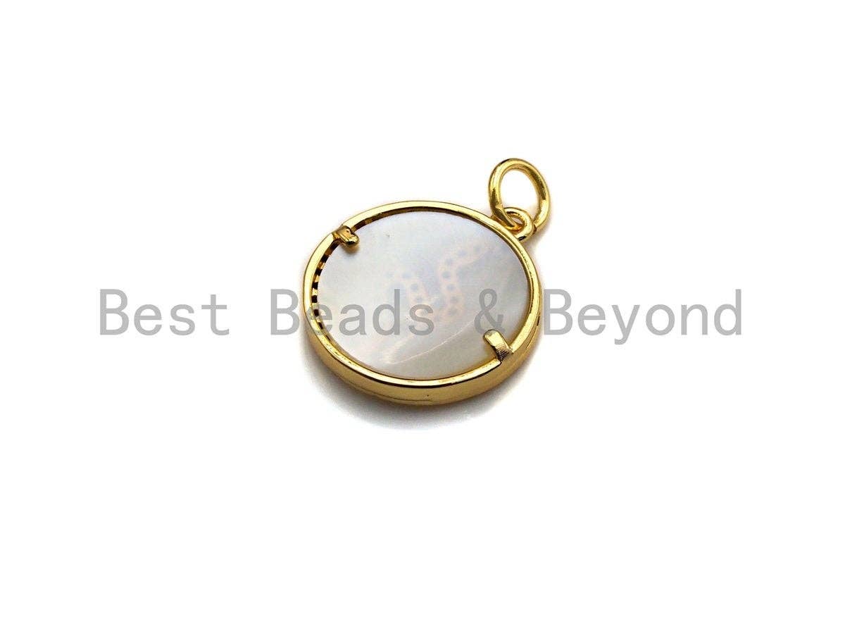 Clear CZ Micro Pave Snake Shape on Mother-of-pearl Pendant Charm, Cubic Zirconia Charm, 16x18mm,sku#Z848