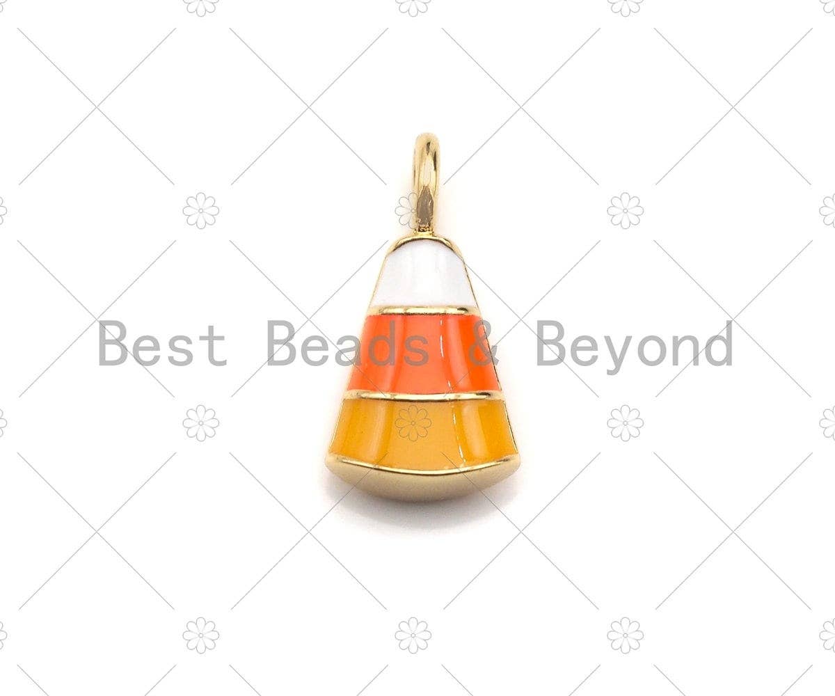 Colorful Enamel 3D Candy Corn Pendant, Halloween Candy Corn Charm, Halloween Jewelry, 8x15mm, sku#ML16