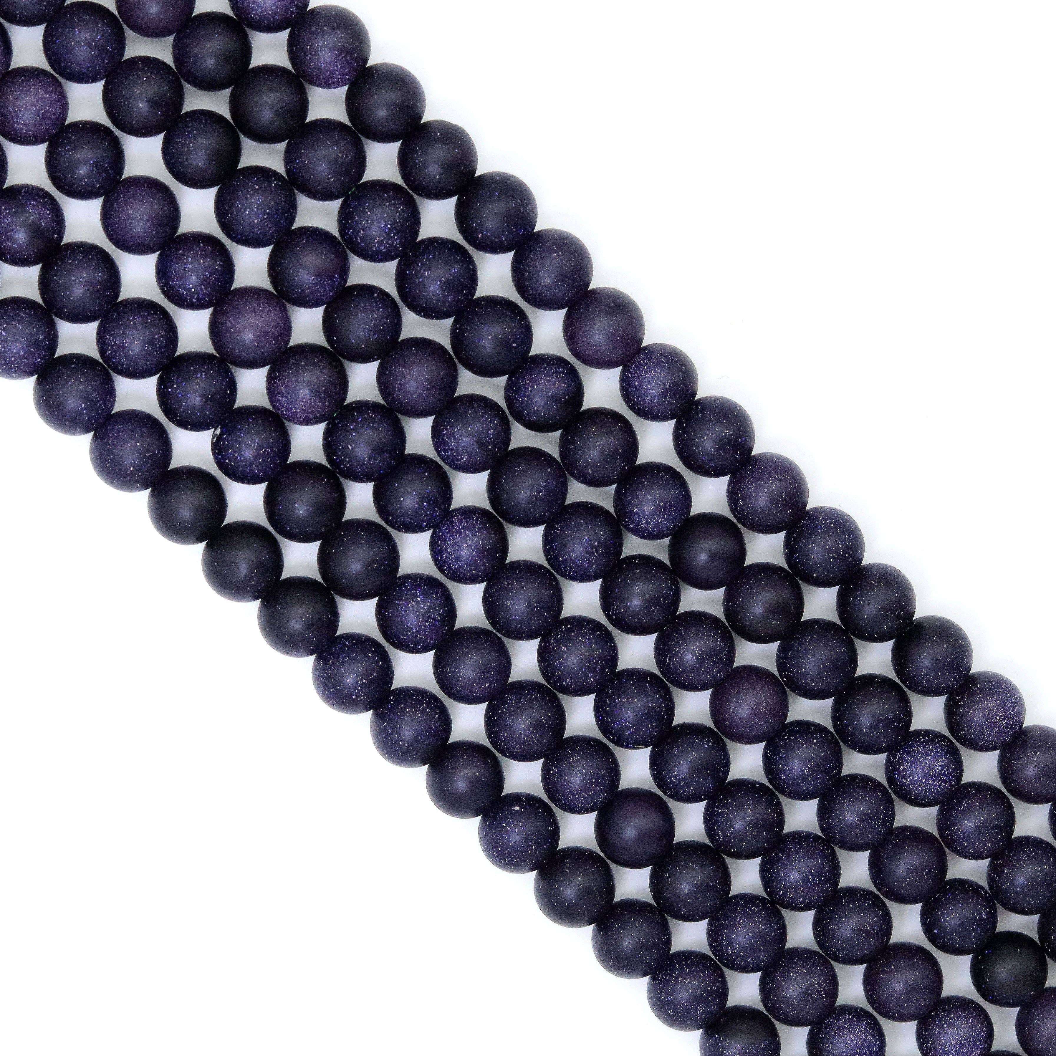 Matt Blue Goldstone Round Smooth Beads, Sku#U1786