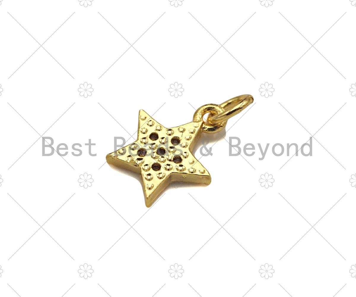 CZ Micro Pave Five Point Mini Star Pendant/Charm, CZ Dainty Gold Star Charm, Necklace Bracelet Charm Pendant,8x9mm,Sku#Y436