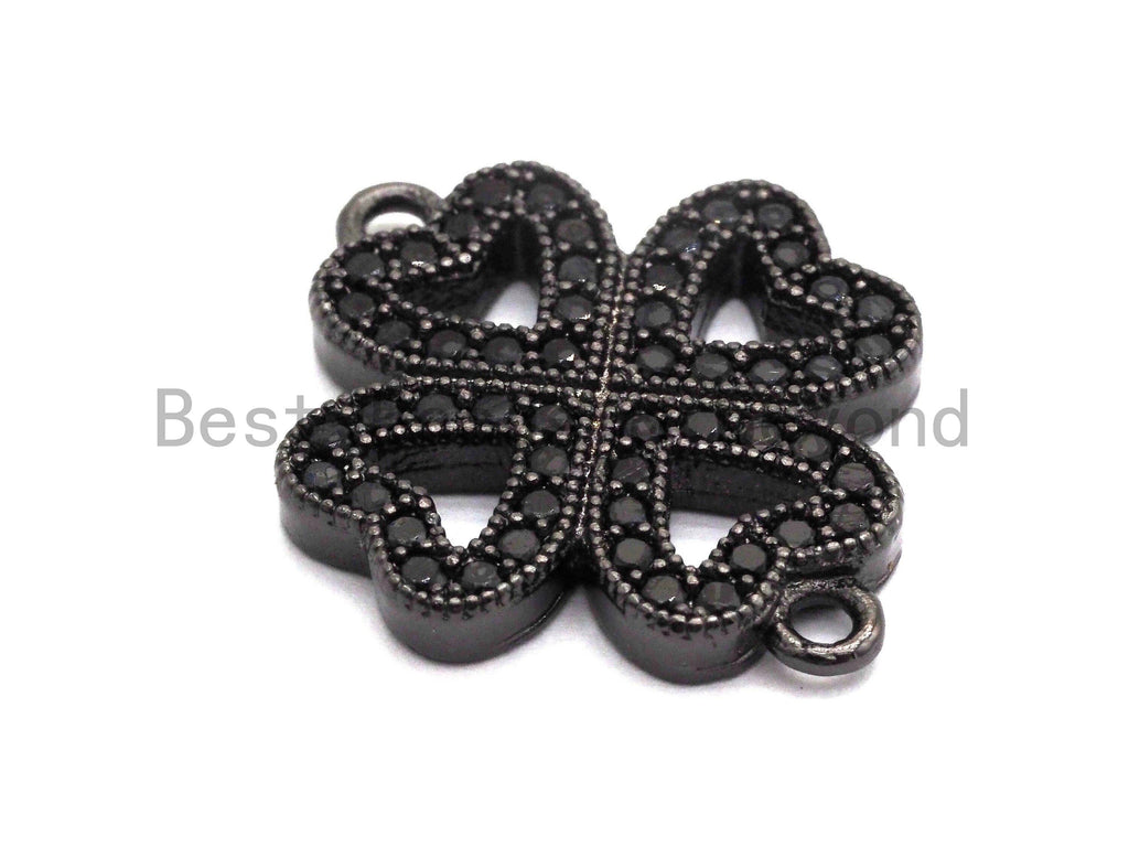 Black CZ Clover Connector charm, sku#A93