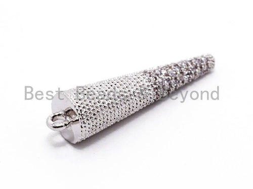 CZ Micro Pave Spike Charm, Pave Spike Charm, Cone Charm, Pave Cone Charm, Jewelry Supplies, DIY Jewelry, Spike Pendants, 28x7mm,sku#F358