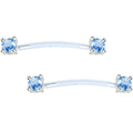 Aqua Round Solitaire Sterling Invisible Bioplast Nipple Shield Set