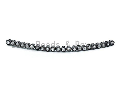 CZ Micro Pave Connector for bracelet, Black/Silver/Gold/Rose Gold tone Connector with Clear CZ, 4.5x54mm,sku#M196
