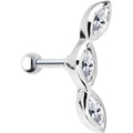 925 Silver Clear Teardrop CZ Right Cartilage Earring