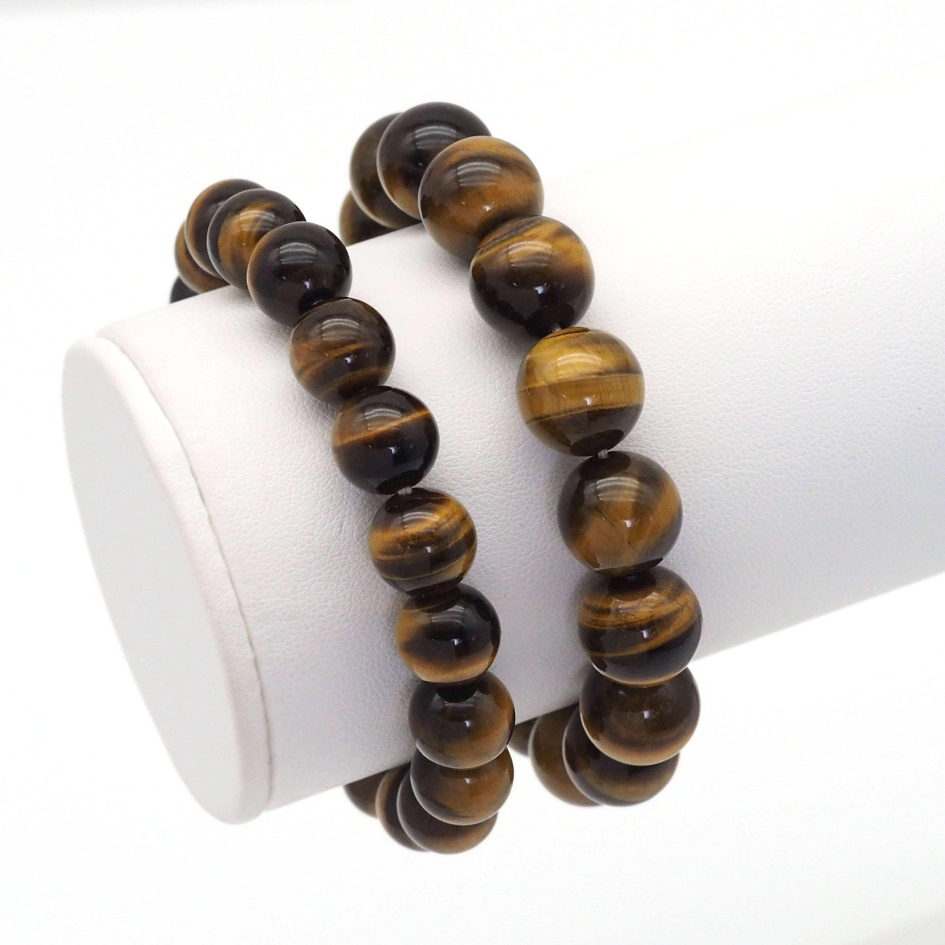AAA Yellow Tiger Eye Round Smooth Stretchy Bracelet, Sku#EF403
