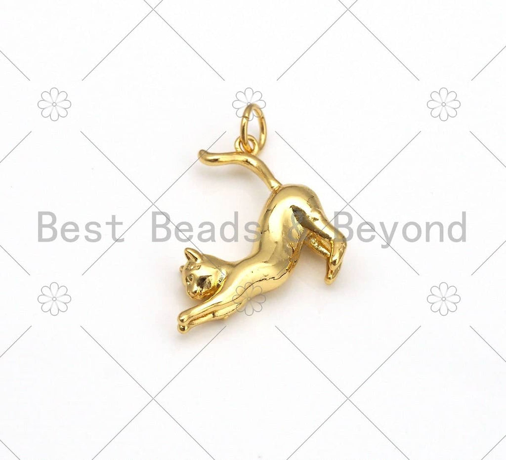 High Polished Cute Cat Shape Pendant/Charm, 18K Gold Filled Cat Charm, Necklace Bracelet Charm Pendant, 23x21mm,Sku#Z1386