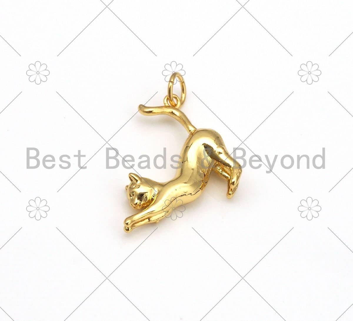 High Polished Cute Cat Shape Pendant/Charm, 18K Gold Filled Cat Charm, Necklace Bracelet Charm Pendant, 23x21mm,Sku#Z1386