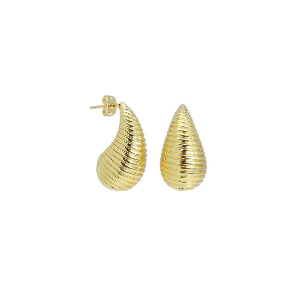 Gold Spiral Drop Shape Stud Earrings, Sku#LX622