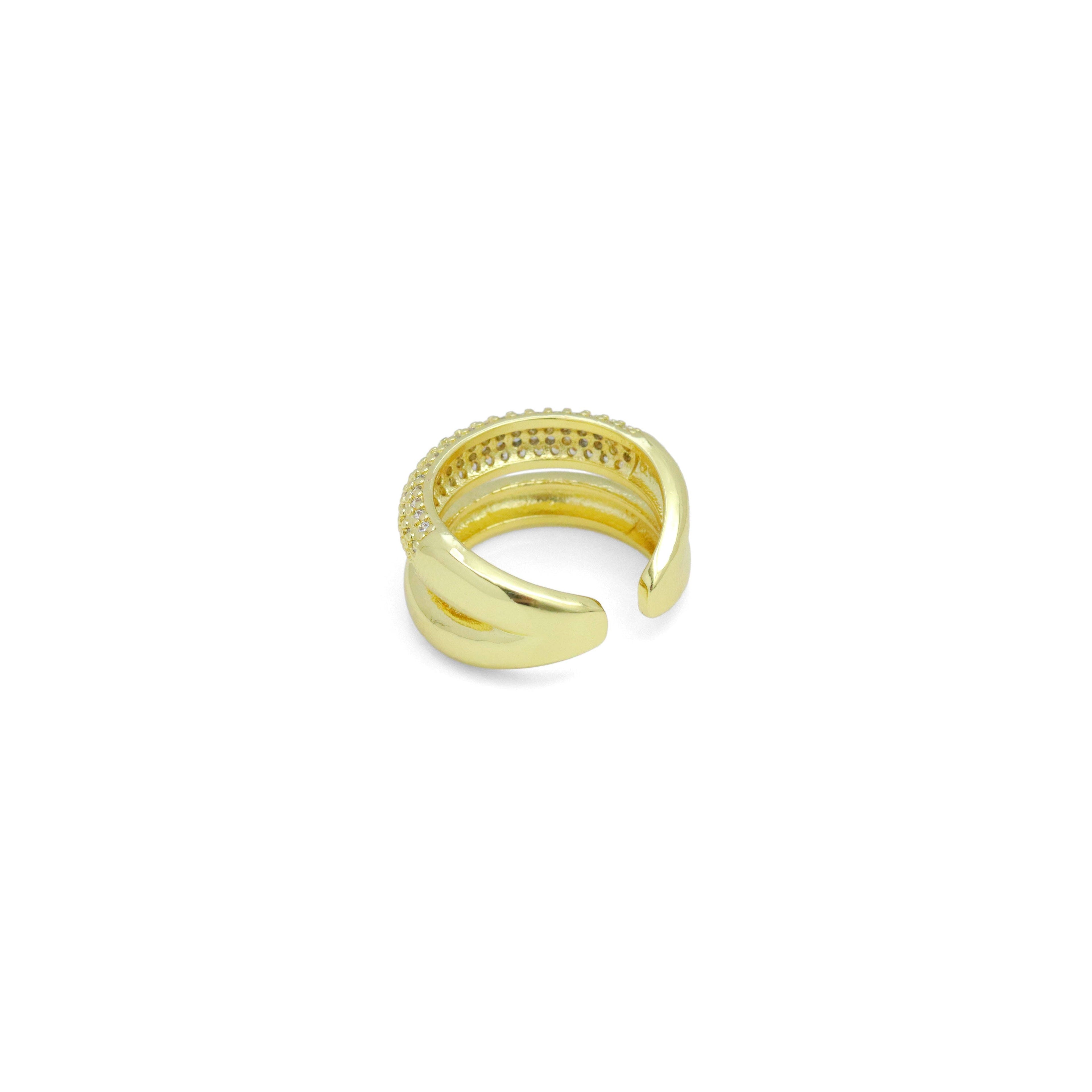 CZ Doule Line Dome Adjustable Ring, Sku#LK1068