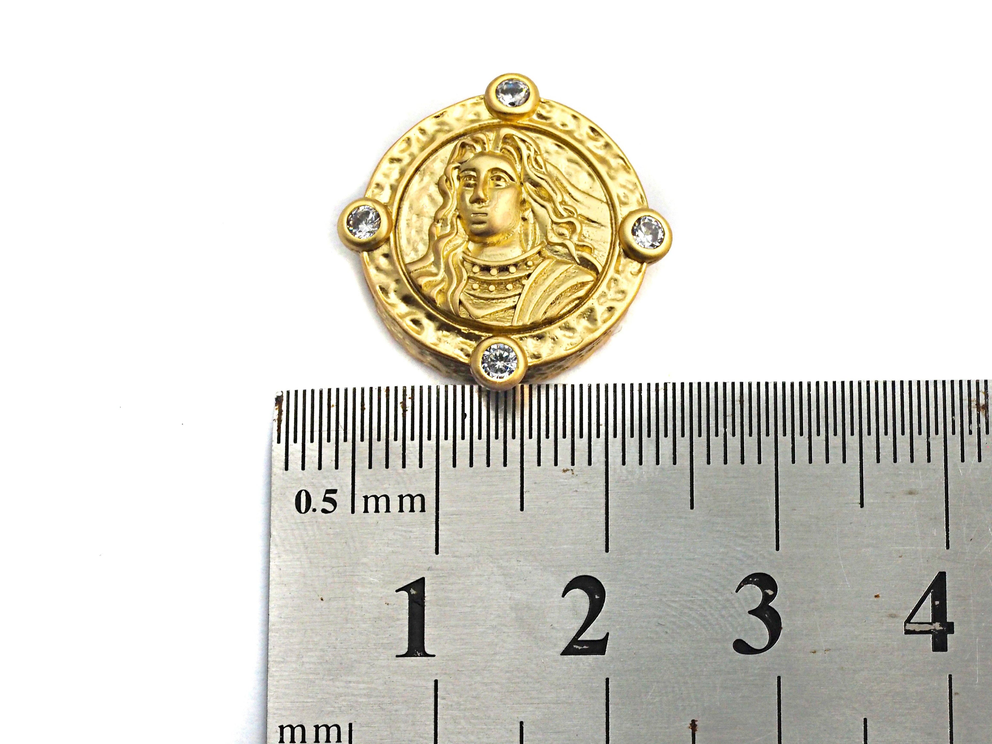 CZ Micro Pave Round Face Spacer Beads, Indian Pattern Cubic Zirconia Beads, Silver/Gold Tone,20x20mm,Sku#Y209
