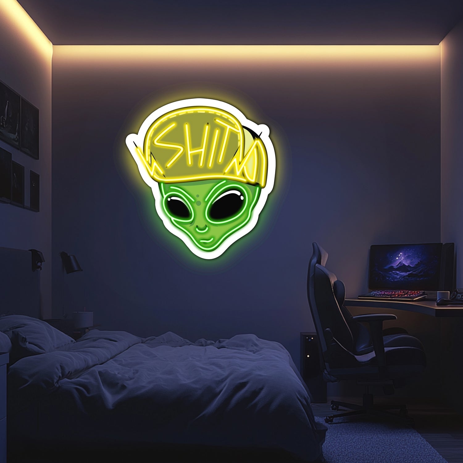 UV Printed Alien Neon Wall Art- LV0053