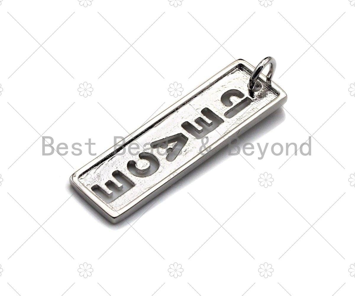 Hollow Out PEACE Bar Pendant, Gold/Silver/Rose Gold/Black Rectangle Dog Tag Pendant, DIY Jewelry Gift, 10x29mm, Sku#ML05